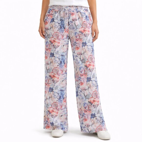 SoundStyle Pants - SOUNDSTYLE (LA & NY) Linen Blend Floral Pants - M